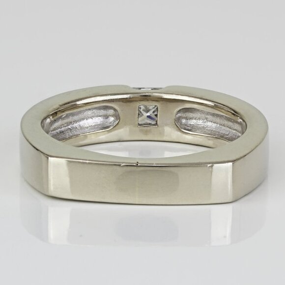 14K White Gold Princess-Cut Diamond Solitaire European Shank Wedding Band Ring - Picture 4 of 6